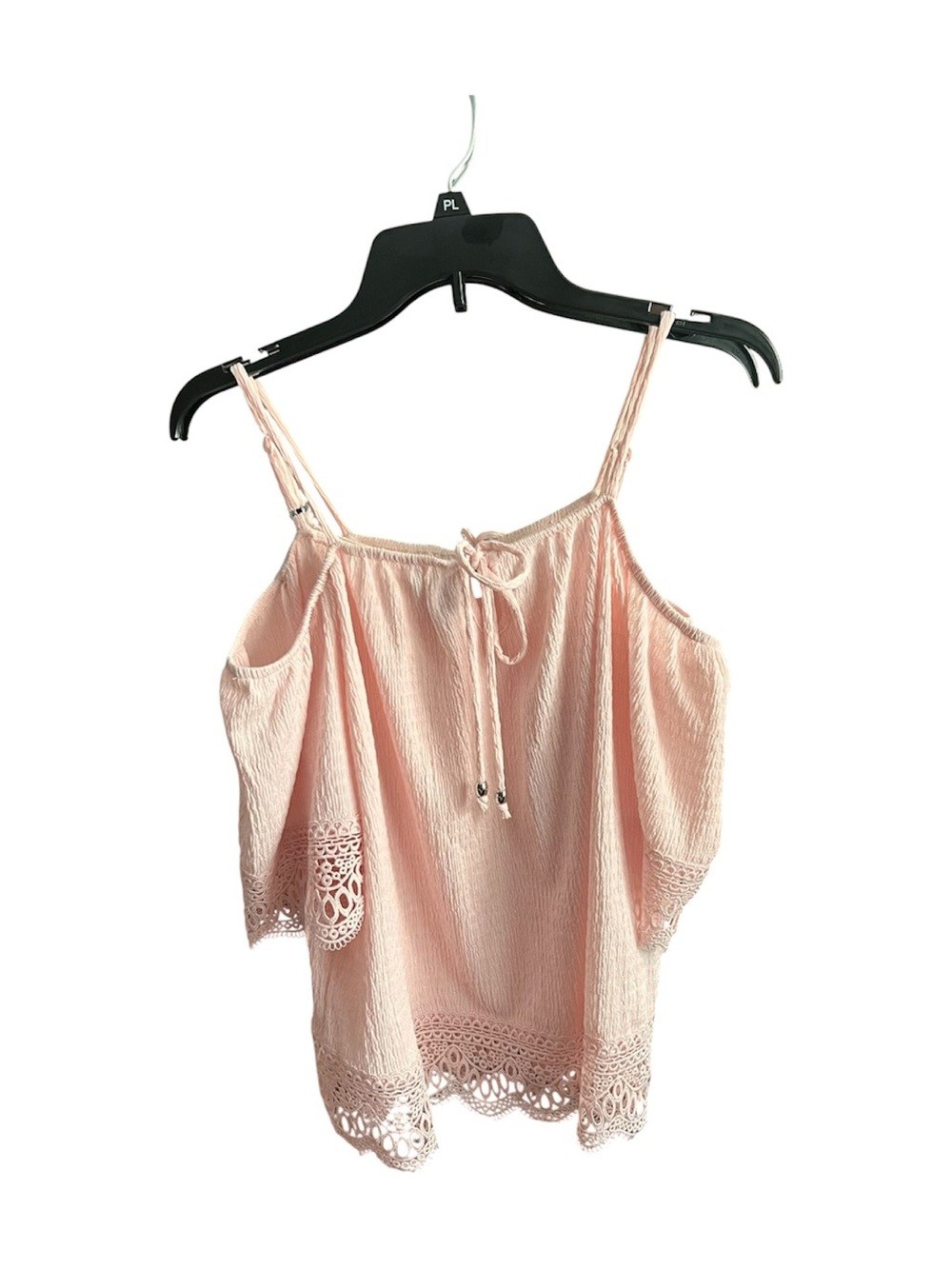 BCX  Pink Cold-Shoulder Crochet-Hem and sleeve top